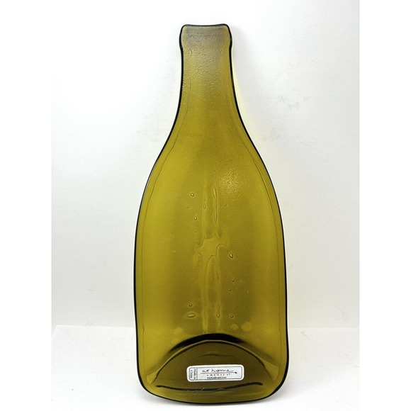 Recycled Green Glass Wine Bottle Relish Serving Tray Melted Charcuterie Cheese - Picture 2 of 6